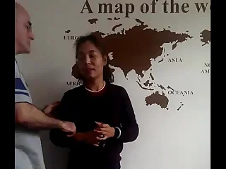American man and his Chinese wife and a Chinese boy twosome rows Dongguan